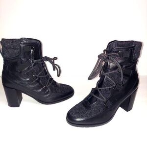 NAPOLEONI Leather Lace Up Grannie High Heel Booties  - Brand new size 10